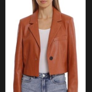 Avec Les Filles NWT cropped vegan leather one button blazer / jacket - M